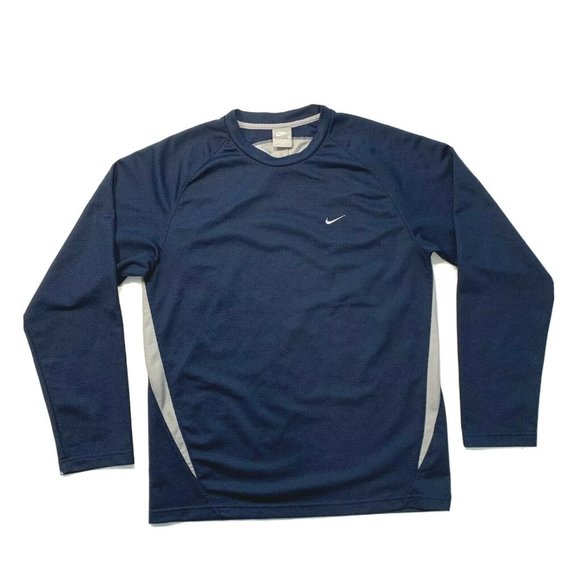 Vintage Nike‎ Mesh Top Pullover Swoosh Long Sleeve Breathable S Blue Gray NWOT - Picture 1 of 12